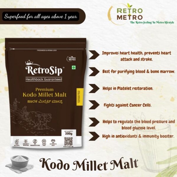 RetroSip Kodo Millet Malt- 200 gm - Image 3
